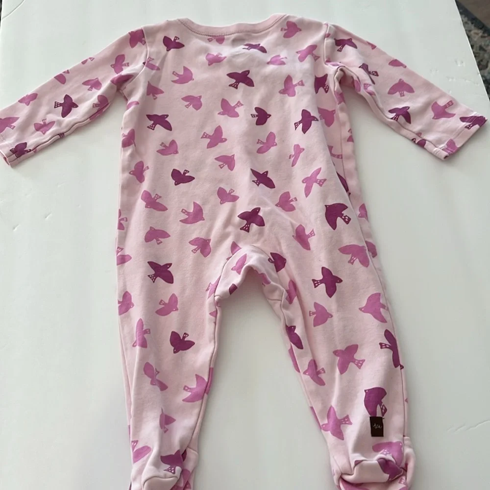 Tea Collection Baby Footie Birds Print 3-6M